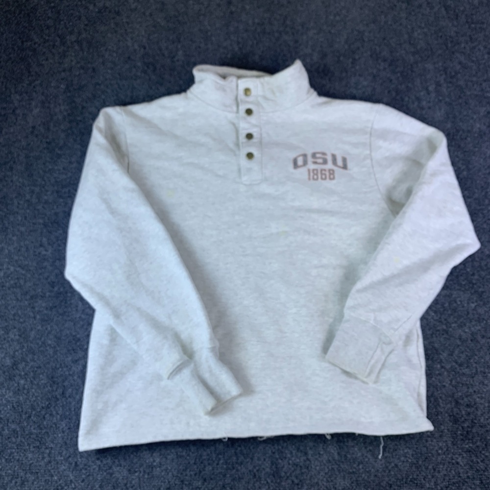 League Oregon State Beavers NCAA Sweatshirt Mens Medium Gray Good Snap Mock Neck